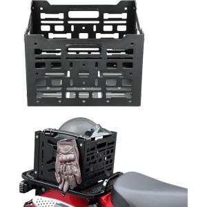 imageKEMIMOTO Universal Rear Rack Luggage Storage Basket Compatible with Trail 125 CT125 Grom Monkey Navi Super73 Aluminum MOLLE Crate Folding Storage Basket Holder Electric Bike Luggage Rack