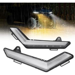 imageKEMIMOTO Upgraded DRL Signal Light Flashing Flowing Yellow LED Daytime Running Light DRL Fang Headlight Compatible with CanAm Defender ampamp Defender MAX 2020