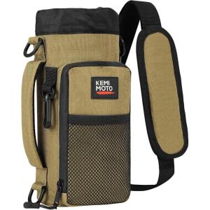 imageKEMIMOTO Water Bottle Holder Bag Water Bottle Carrier with Adjustable Shoulder Strap Water Bottle Pouch Holder for Hiking Camping Fishing Compatible with YETI STANLEY SLM 32 oz 40 oz 64 ozBrown