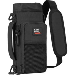 imageKEMIMOTO Water Bottle Holder Bag Water Bottle Carrier with Adjustable Shoulder Strap Water Bottle Pouch Holder for Hiking Camping Fishing Compatible with YETI STANLEY SLM 32 oz 40 oz 64 ozBlack
