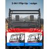 imageKEMIMOTO 2IN1 UTV Flip Up Windshield Compatible with Pioneer 7007004 2014 2025 Heavy Duty Clear PC Front Windshield Provide Open Vented or Fully Closed Ventilated Windscreen Accessories