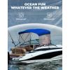 imageKEMIMOTO 3 Bow Bimini Top Replacement with Detachable Mesh Sidewalls 600D Marine Grade Canvas Heavy Duty Cover Boat Canopy Waterproof Sun Shade Easy Install Without Frame for Boats Blue 67quot72quot Wblue