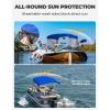 imageKEMIMOTO 3 Bow Bimini Top Replacement with Detachable Mesh Sidewalls 600D Marine Grade Canvas Heavy Duty Cover Boat Canopy Waterproof Sun Shade Easy Install Without Frame for Boats Blue 67quot72quot Wblue