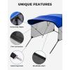 imageKEMIMOTO 3 Bow Bimini Top Replacement with Detachable Mesh Sidewalls 600D Marine Grade Canvas Heavy Duty Cover Boat Canopy Waterproof Sun Shade Easy Install Without Frame for Boats Blue 67quot72quot Wblue