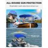 imageKEMIMOTO 3 Bow Bimini Top Replacement with Detachable Mesh Sidewalls 600D Marine Grade Canvas Heavy Duty Cover Boat Canopy Waterproof Sun Shade Easy Install Without Frame for Boats Blue 67quot72quot Wblue