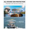 imageKEMIMOTO 3 Bow Bimini Top Replacement with Detachable Mesh Sidewalls 600D Marine Grade Canvas Heavy Duty Cover Boat Canopy Waterproof Sun Shade Easy Install Without Frame for Boats Blue 67quot72quot Wgray