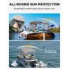 imageKEMIMOTO 3 Bow Bimini Top Replacement with Detachable Mesh Sidewalls 600D Marine Grade Canvas Heavy Duty Cover Boat Canopy Waterproof Sun Shade Easy Install Without Frame for Boats Blue 67quot72quot Wgray