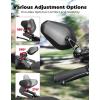 imageKEMIMOTO Billet Aluminum Motorcycle Mirrors with Extended Bracket 10mm Bolt Heavy Duty Rear View Side Mirror Compatible with Spotlight and Phone Holder for Cruiser Adventure Street Bikes