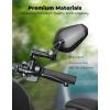 imageKEMIMOTO Billet Aluminum Motorcycle Mirrors with Extended Bracket 10mm Bolt Heavy Duty Rear View Side Mirror Compatible with Spotlight and Phone Holder for Cruiser Adventure Street Bikes