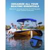 imageKEMIMOTO Bimini Tops for Boats Bimini Top Replacement 600d Marine Grade Canvas Boat Canopy Waterproof Sun Shade with Light Hole and Storage Bag Easy Install Without Frame for Pontoon Boatsblue