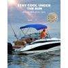 imageKEMIMOTO Bimini Tops for Boats Bimini Top Replacement 600d Marine Grade Canvas Boat Canopy Waterproof Sun Shade with Light Hole and Storage Bag Easy Install Without Frame for Pontoon Boatsblue