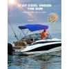 imageKEMIMOTO Bimini Tops for Boats Bimini Top Replacement 600d Marine Grade Canvas Boat Canopy Waterproof Sun Shade with Light Hole and Storage Bag Easy Install Without Frame for Pontoon Boatsblue