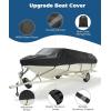 imageKEMIMOTO Boat Cover 1416 ft Heavy Duty 600D UV Resistant Waterproof Oxford Fabric Trailerable Boat Cover for VHull ProStyle Fishing Boat