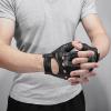 imageKEMIMOTO Fingerless Sheepskin Leather Motorcycle Gloves Half Finger Riding and Driving Gloves for Men and WomenMedium