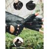 imageKEMIMOTO Fingerless Sheepskin Leather Motorcycle Gloves Half Finger Riding and Driving Gloves for Men and WomenSmall