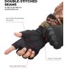 imageKEMIMOTO Fingerless Tactical Gloves for Men Motorcycle Gloves for Outdoor Work Sports Fingerless Cycling Gloves for Hunting Hiking CampingFingerlessBlack