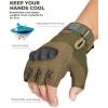 imageKEMIMOTO Fingerless Tactical Gloves for Men Motorcycle Gloves for Outdoor Work Sports Fingerless Cycling Gloves for Hunting Hiking CampingFingerlessGreen