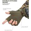 imageKEMIMOTO Fingerless Tactical Gloves for Men Motorcycle Gloves for Outdoor Work Sports Fingerless Cycling Gloves for Hunting Hiking CampingFingerlessGreen
