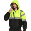 imageKEMIMOTO Heated Safety Jacket Men with 20000mAh Battery HiVis Work Bomber Jacket 3in1 Waterproof Coat for Winter WorkNeon Yellow