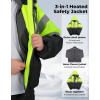 imageKEMIMOTO Heated Safety Jacket Men with 20000mAh Battery HiVis Work Bomber Jacket 3in1 Waterproof Coat for Winter WorkNeon Yellow