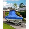 imageKEMIMOTO Heavy Duty 600D Oxford TTop Boat Cover with PU Coating Waterproof ampamp TearResistant for Center Console Boats Fits 2628 ft Length Beam Width up to 116quotBlue