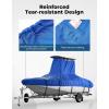 imageKEMIMOTO Heavy Duty 600D Oxford TTop Boat Cover with PU Coating Waterproof ampamp TearResistant for Center Console Boats Fits 2628 ft Length Beam Width up to 116quotBlue