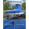 imageKEMIMOTO Heavy Duty 600D Oxford TTop Boat Cover with PU Coating Waterproof ampamp TearResistant for Center Console Boats Fits 2628 ft Length Beam Width up to 116quotBlue
