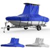 imageKEMIMOTO Heavy Duty 600D Oxford TTop Boat Cover with PU Coating Waterproof ampamp TearResistant for Center Console Boats Fits 2628 ft Length Beam Width up to 116quotBlue
