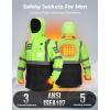 imageKEMIMOTO Hi Vis Heated Safety Jacket Men with Battery Longer Waterproof Winter jacket High Visibility for Work OutdoorLime
