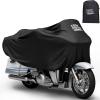 imageKEMIMOTO Motorcycle Cover Half Cover Compatible with Touring Models Road King Street Glide Road Glide Waterproof Impermeable Outdoor All Weather Protect from Dust Sunlight Rain Black