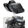 imageKEMIMOTO Motorcycle Saddlebags Synthetic Leather Side Bag with Lock 28L Waterproof Double Strap Studded Slant Saddle Bags Avoiding the Turn Signal for Sportster Black