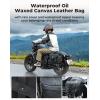 imageKEMIMOTO Motorcycle Side Bag Waterproof Vintage Oil Waxed Canvas Leather Universal Single Saddle Bag Compatible with Softail Dyna Sportster Cruiser 15L11L