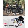 imageKEMIMOTO Motorcycle Travel Luggage Bags 50L Expandable Large Capacity Motorcycle Tail Bag Waterproof Rear Rack Trunk Motor Pannier Bag with Rain Cover and Straps