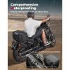 imageKEMIMOTO Motorcycle Travel Luggage Bags 60L Expandable Large Capacity Motorcycle Tail Bag Waterproof Rear Rack Trunk Motor Pannier Bag with Rain Cover and StrapsBlack