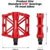 imageKEMIMOTO Mountain Bike Pedals MTB Bicycle Flat Pedals 916 CNC Aluminum Durable Sealed Bearings for Most Bikes BMX MTB Enduro Downhill Trail Two Pack BlackRed