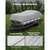 imageKEMIMOTO Pontoon Boat Cover 1720ft Heavy Duty 600D UV Resistant Waterproof Oxford Fabric Trailerable Cover with 13 Adjustable Tie Down Straps GrayGray