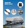 imageKEMIMOTO Pontoon Boat Cover 1720ft Heavy Duty 600D UV Resistant Waterproof Oxford Fabric Trailerable Cover with 13 Adjustable Tie Down Straps GrayGray