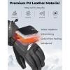 imageKEMIMOTO Waterproof EVAPad Heated Gloves for Women with Battery PU Leather Snowmobile Gloves for Men with Touchscreen for Skiing Snowboarding Cold WeatherBlack