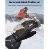 imageKEMIMOTO Waterproof EVAPad Heated Gloves for Women with Battery PU Leather Snowmobile Gloves for Men with Touchscreen for Skiing Snowboarding Cold WeatherBlack
