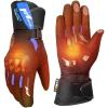 imageKEMIMOTO 2025 Version Heated Motorcycle Gloves for Men and Women DualZone Control with Hard Protective Shields 74V 3000mAh Rechargeable Battery Waterproof TouchscreenBlue