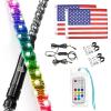 imageKEMIMOTO 2pc 3ft Spiral Whip Lights for Side by Side LED Whip Lights for UTV ATV Boat Offroad RF Remote Control Compatible with Polaris RZR CanAm Maverick X3 Sportsman4 ft