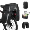 imageKEMIMOTO Bicycle Panniers Combo 3in1 Bike Saddle Grocery Bag with Waterproof Rain Cover 52L Large Capacity Storage Cargo Cycling Backpack Mountain Road Ebike Trunk Bag BlackWith Cooler Bag