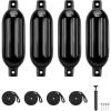 imageKEMIMOTO Boat Fenders Boat Bumpers for 1535ft Boat 4 Pack Inflatable Boat Fenders Bumpers with 4 Ropes Boat Bumpers for Docking Fit for Pontoon Boat Bass Boat and Jon BoatBlack