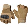 imageKEMIMOTO Fingerless Tactical Gloves for Men Motorcycle Gloves for Outdoor Work Sports Fingerless Cycling Gloves for Hunting Hiking CampingFingerlessBrown