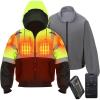 imageKEMIMOTO Heated Safety Jacket Men with 20000mAh Battery HiVis Work Bomber Jacket 3in1 Waterproof Coat for Winter WorkNeon Yellow