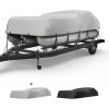 imageKEMIMOTO Pontoon Boat Cover 1720ft Heavy Duty 600D UV Resistant Waterproof Oxford Fabric Trailerable Cover with 13 Adjustable Tie Down Straps GrayGray