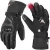 imageKEMIMOTO Winter Motorcycle Gloves Rainproof Riding Warm Gloves with Touchscreen for Motorcycle Riding ATV UTV Snowmobile Red LBlack