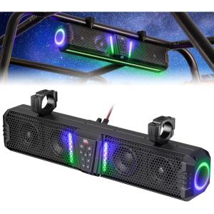imageKEMIMOTO 2025 Midnight 80 32inch UTV Sound Bar IP65 Water Resistant Golf Cart Sound Bar ATV Speaker Bluetooth with RGB SxS Soundbar Compatible with Polaris RZR CanAm w 12 in Roll Bar26 inches