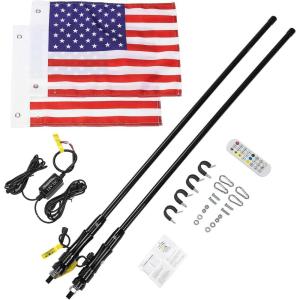 imageKEMIMOTO 2pc 3ft Whip Lights for Side by Side LED Whip Lights for UTV ATV Boat Offroad RF Remote Control Compatible with Polaris RZR CanAm Maverick X3 Sportsman Outlander3 ft