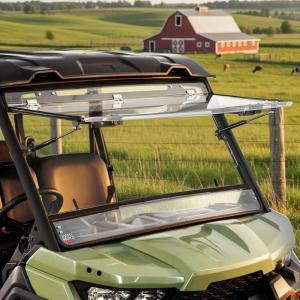 imageKEMIMOTO 3in1 Flip Windshield Compatible with CanAm Defender ampamp Defender Max HeavyDuty Scratch Resistant Front Full Windshield Clear